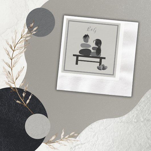 永遠の石のカップル結婚ボホズ 縁ありカクテルナプキン