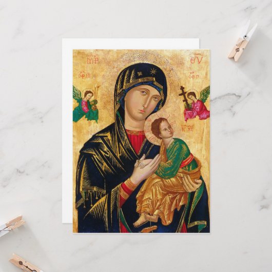 永遠の私たちのレディ救済ヴァージンメアリーアイコンロシア カード (正面/裏面インサイチュ)