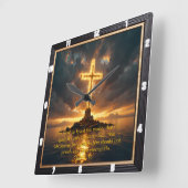 永遠の約束 十字架 ヨハネの福音書3章16節  スクエア壁時計 (傾斜)