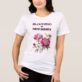 永遠の紫の芍薬 白い花 春の女性用 トライブレンドTシャツ (正面)