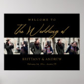 永遠の絆エレガント:ブラック&金ゴールド結婚ズ・ウェルカム ポスター (正面)