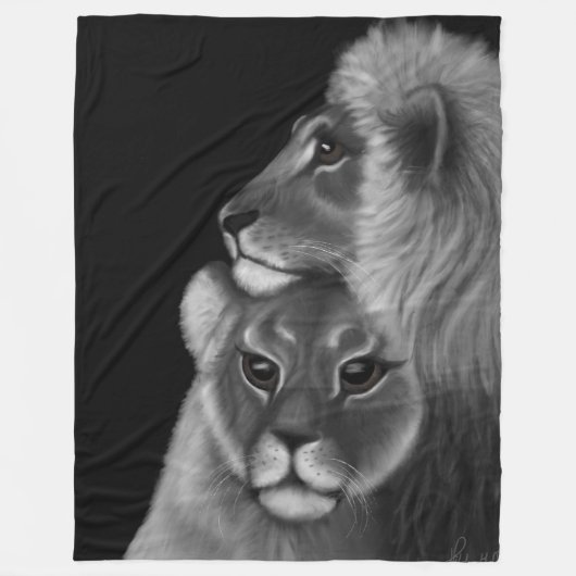 永遠の絆：影のライオンの愛 フリースブランケット (正面)