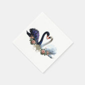 永遠の絆、黒と白の愛の白鳥。 スタンダードカクテルナプキン (角)