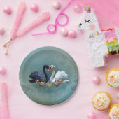 永遠の絆、黒と白の愛の白鳥。 ペーパープレート (パーティー)