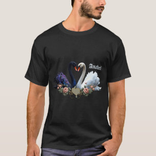 永遠の絆、黒と白の愛の白鳥。 Tシャツ