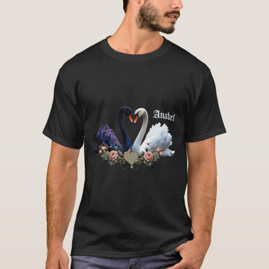 永遠の絆、黒と白の愛の白鳥。 Tシャツ (正面)