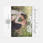 永遠の結婚写真モノグラム新婚毛布 フリースブランケット (正面(横))