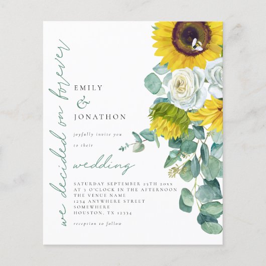 永遠の結婚式の招待に決定された予算ひまわり (正面)