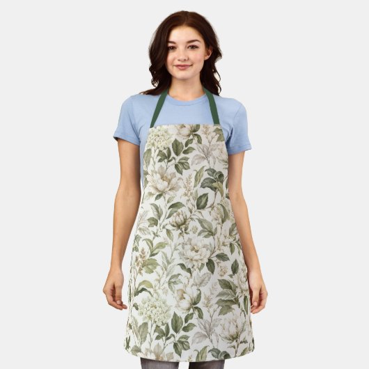永遠の繊細な植物のエレガンス エプロン (着用した状態)