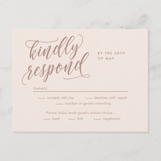 永遠の至福編集可能カラーRSVP返信カード ポストカード (正面)