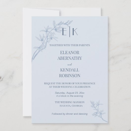 永遠の花モノグラム結婚すべて 招待状 (正面)