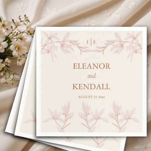 永遠の花モノグラム結婚ズ スタンダードカクテルナプキン