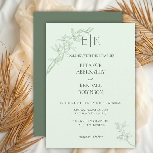 永遠の花モノグラム結婚ズ 招待状