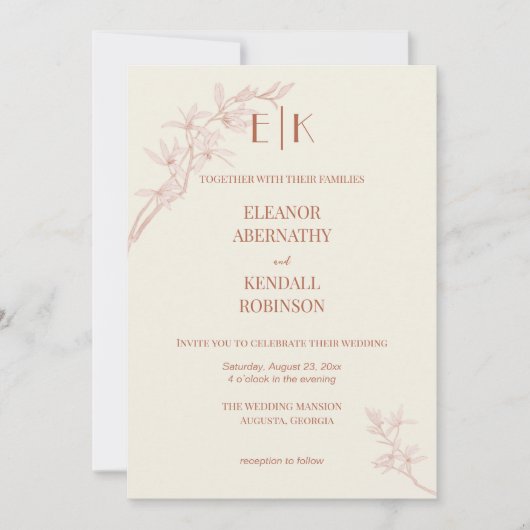 永遠の花モノグラム結婚ズ 招待状 (正面)