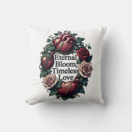 永遠の花咲く愛のからまりハートTシャツ クッション