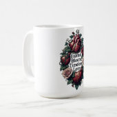 永遠の花咲く愛の絡み合うハートTシャツ コーヒーマグカップ (正面左)