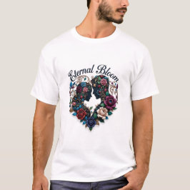 永遠の花咲く抱擁Tシャツ | 華麗なカップルデザイン Tシャツ