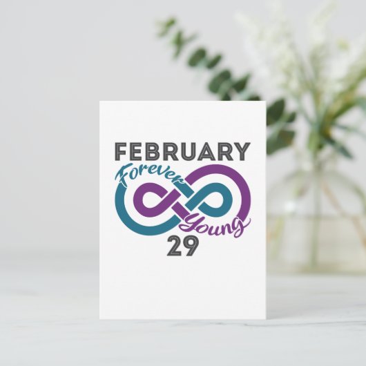 永遠の若さ うるう年 誕生日 うるう生まれ ポストカード (スタンド正面)