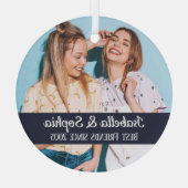 永遠の親友 現代的なBFFフォト おしゃれなGlas ガラスオーナメント (裏面)