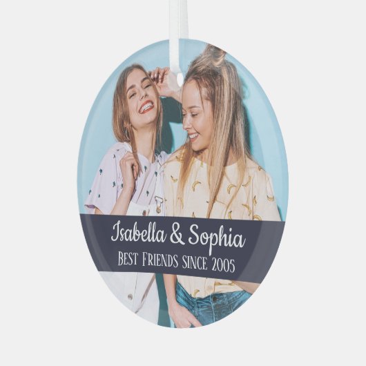 永遠の親友 現代的なBFFフォト おしゃれなGlas ガラスオーナメント (正面左)