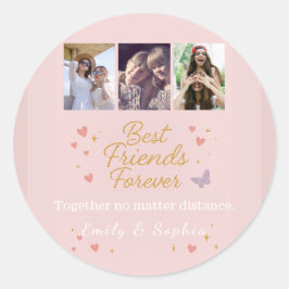 永遠の親友 – 3枚の写真コラージュステッカー ラウンドシール