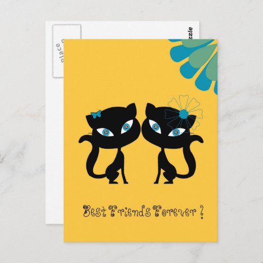 永遠の親友 (BFF) 、 猫が大好き! ポストカード (正面/裏面)