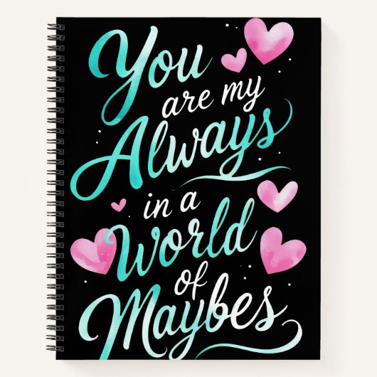 永遠の言葉"ロマンチックな引用文 ノートブック (正面)