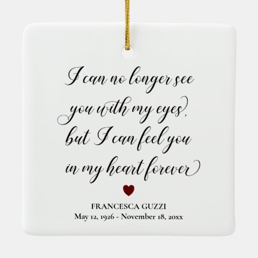永遠の記念引用文に私のハートであなたを参照 セラミックオーナメント (裏面)