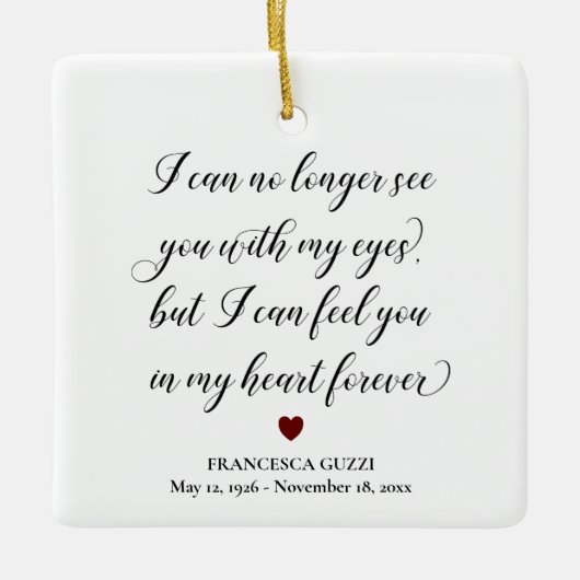 永遠の記念引用文に私のハートであなたを参照 セラミックオーナメント (正面)