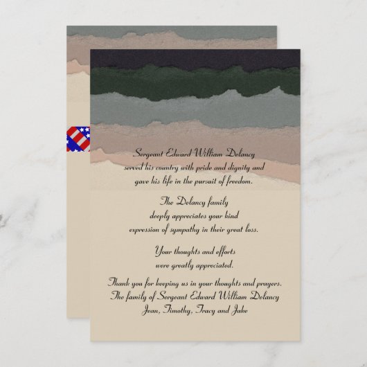 永遠の記憶-死別はNotecard感謝していしています サンキューカード (正面/裏面)