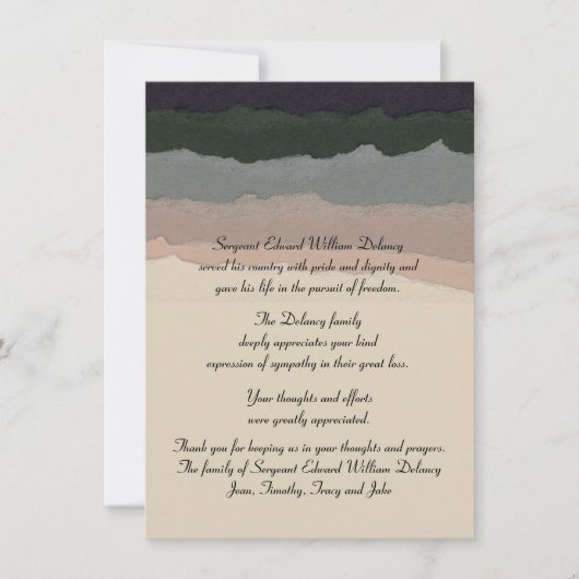 永遠の記憶-死別はNotecard感謝していしています サンキューカード (正面)