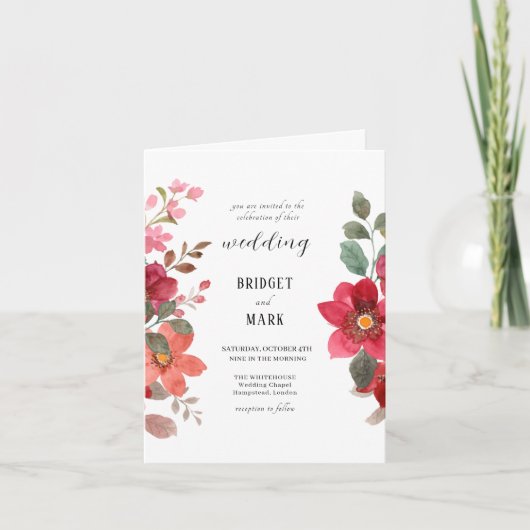 永遠の赤い花結婚の 招待状 (正面)