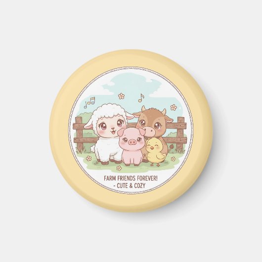 永遠の農場の友達 - かわいい&可愛らしい マグネット (正面)