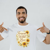 永遠の野生の愛 - ボヘミアンな風情あふれるひまわりの結婚式 Tシャツ