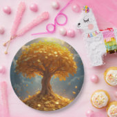 永遠の金ゴールドツリー ペーパープレート (パーティー)