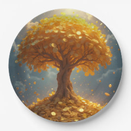 永遠の金ゴールドツリー ペーパープレート