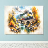 永遠の鉄道の逃避行 / 美しい秋の風景 キャンバスプリント (インサイチュ (ウッドフロア))