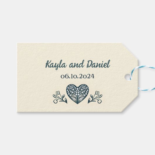 永遠の開花、カスタムウェディング ギフトタグ (正面(横))