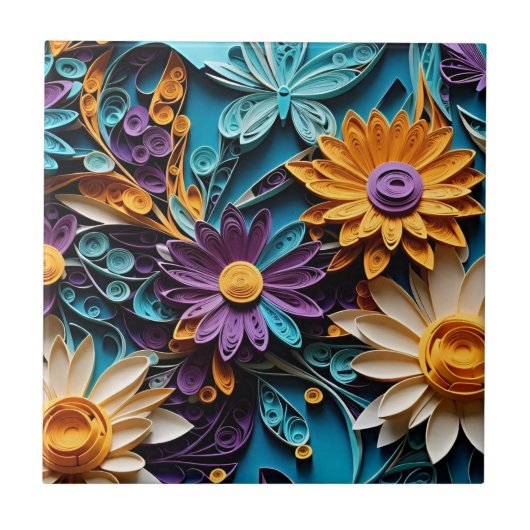 永遠の開花:フローラ紙アートワーク タイル (正面)