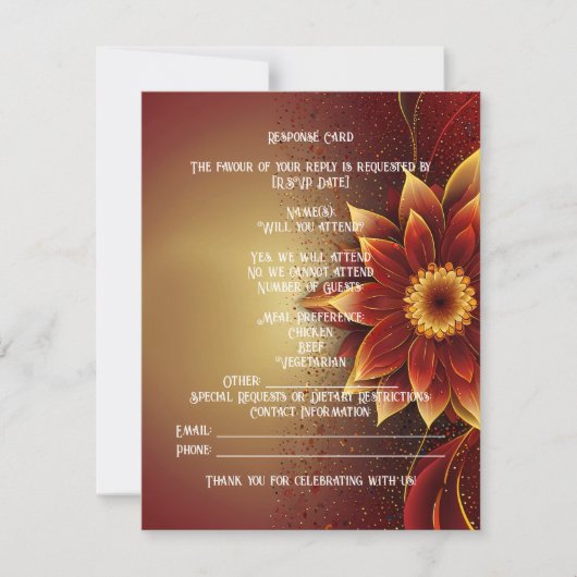 永遠の開花:永遠の愛のお祝い 出欠カード (正面)