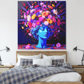 「永遠の開花」 – 超現実カラフルポートレート キャンバスプリント (インサイチュ (寝室))