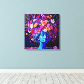 「永遠の開花」 – 超現実カラフルポートレート キャンバスプリント (インサイチュ (ウッドフロア))