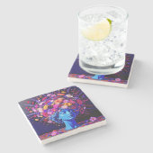 「永遠の開花」 – 超現実カラフルポートレート ストーンコースター (横)
