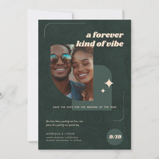 永遠の雰囲気 | レトロ結婚の写真 セーブザデート (正面)