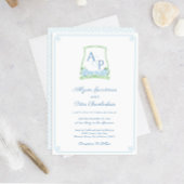 永遠の青い緑の植物冠結婚の 招待状