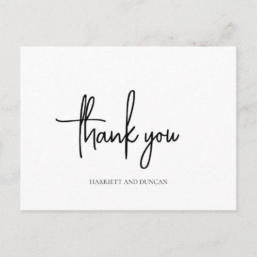 永遠の黒と白のエレガントな結婚式ありがとう ポストカード (正面)
