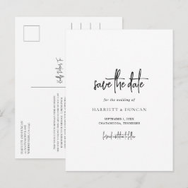 永遠の黒と白の結婚式Save the Date 案内ポストカード