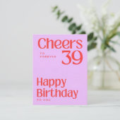 永遠の39歳 お誕生日おめでとう カード ピンク (スタンド正面)