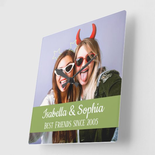 永遠のBFF最高の写真モダンの友達 スクエア壁時計 (傾斜)