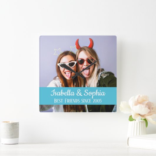 永遠のBFF最高の写真モダンの友達 スクエア壁時計 (ホーム)